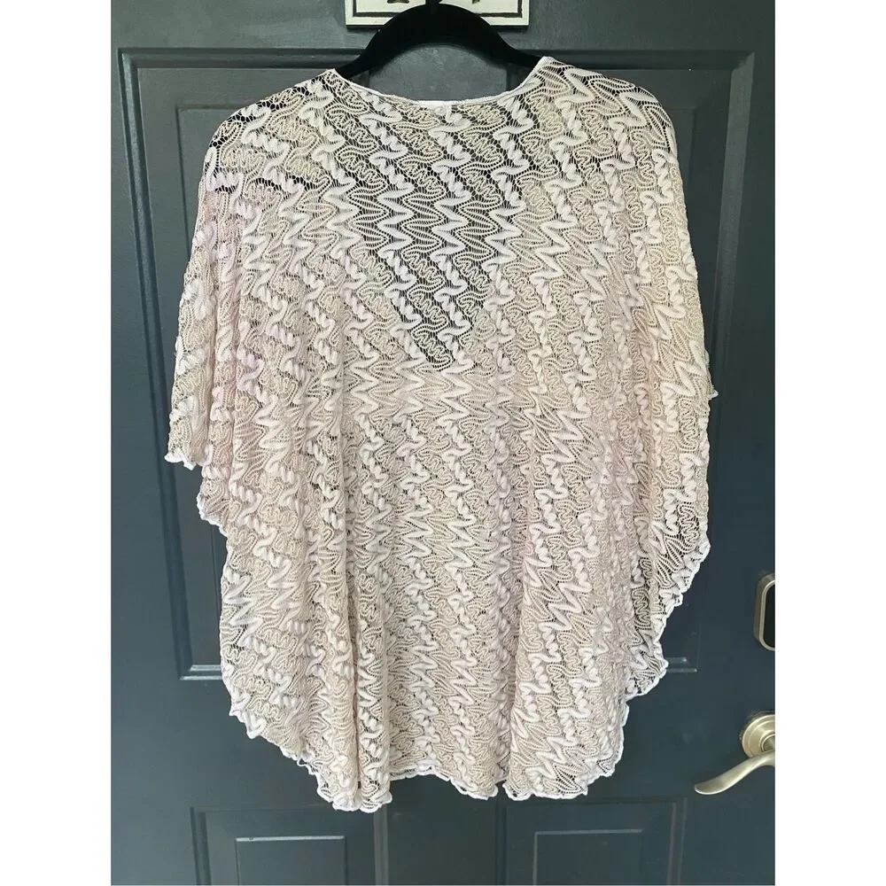 BECCA BY REBECCA VIRTUE Sundown Zigzag Crochet Tan White Tunic cover up, MP $88 - Picture 4 of 9